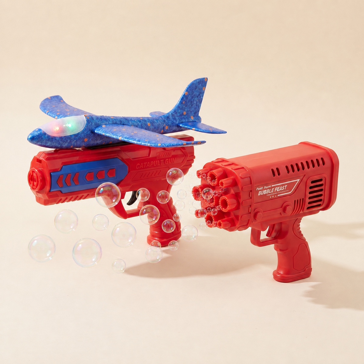 Play & Explore Duo | Foam Plane Launcher & Bubble Blaster