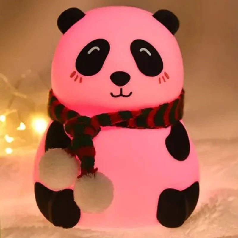 Panda LED Night Lamp | YH-608 Model | Soft Silicone Rechargeable Night Light | 7-Color Touch Control | Kids Bedroom, Nursery & Gift Decor